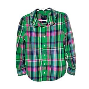 Polo Ralph Lauren Plaid Button Down Shirt Size 6 Green/Pink/Blue